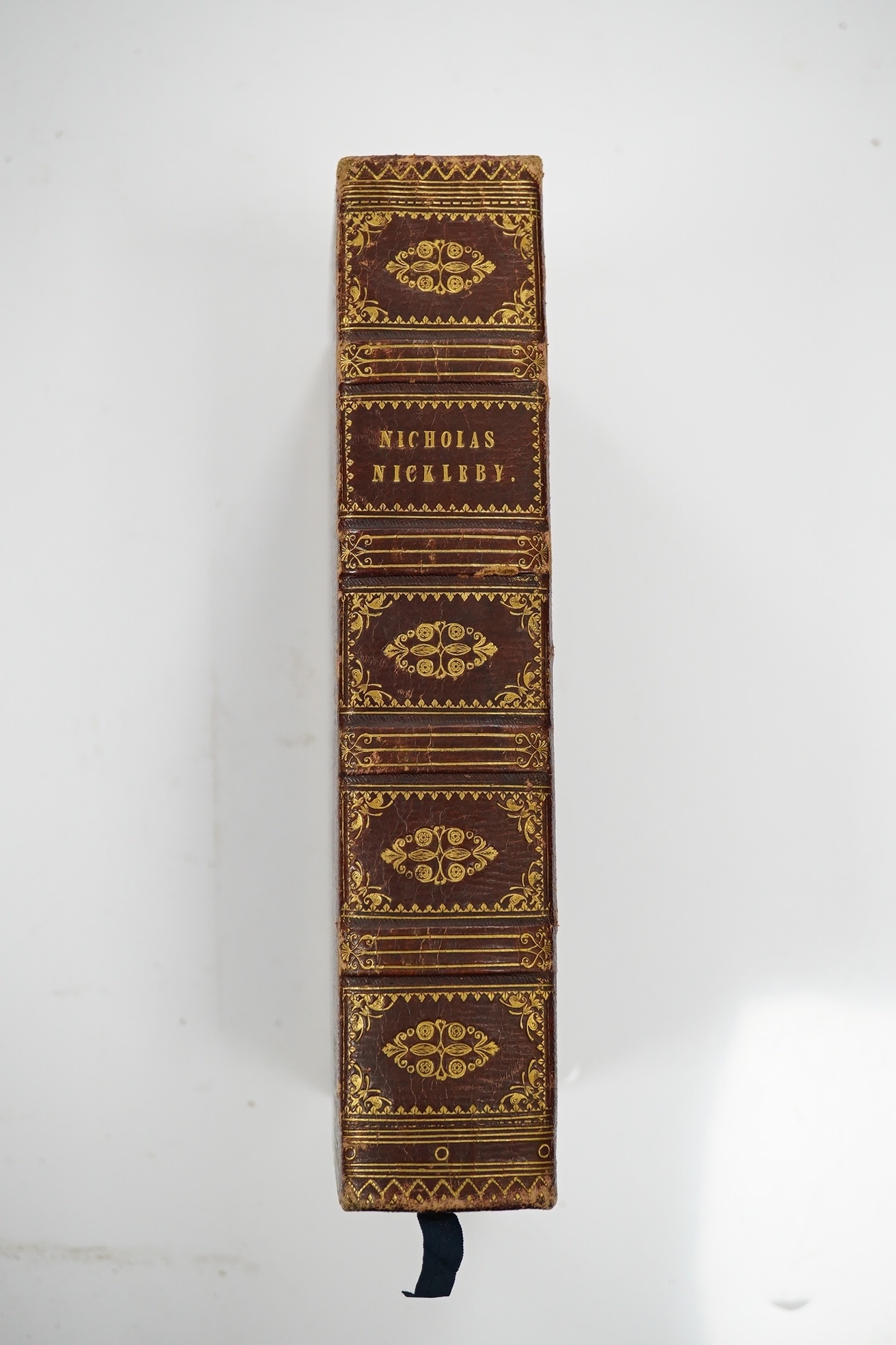 Dickens, Charles - The Life and Adventures of Nicholas Nickleby, 1st edition in book form, with 40 engraved plates including portrait frontispiece, by Phiz (Halbot K. Browne), contemporary bookplate and ownership signatu